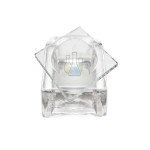 Clear Block Bowl with Indentation and Lid
